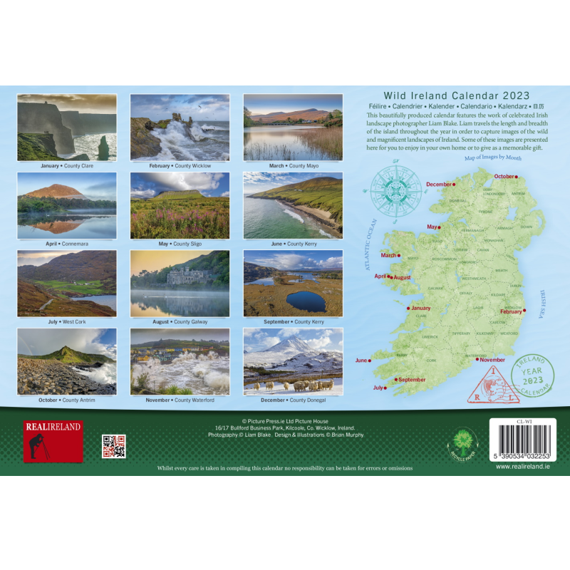 A4 Wild Ireland Calendar 2023 by Liam Blake